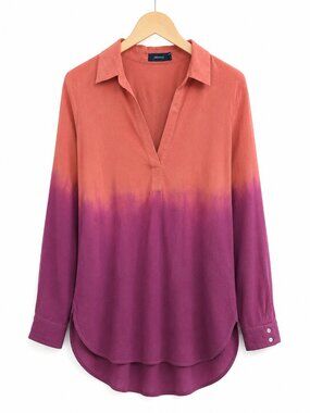 ANIMALE | Orange & Pink Ombre High-Low Silk Blouse – Size 36